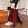 Длинная юбка в клетку на весну и осень, женская юбка-зонтик с высокой талией, юбка-трапеция средней длины в клетку в стиле ретро