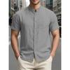 Summer New Shirt for Men Short Sleeve Solid Color Casual Simple Style Solid Color Single Breasted Cotton Linen Male Cozy Top