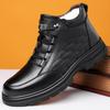 First Layer Cowhide Cotton Shoes Men's Business Casual Dad Shoes Piled Thickened Leather Boots Non-slip Warm Snow Boots