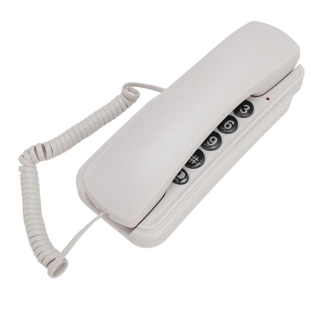 Wall Mount Phone Corded Volume Adjustable Ringer Redial Wall Telephone for Hotel Office White