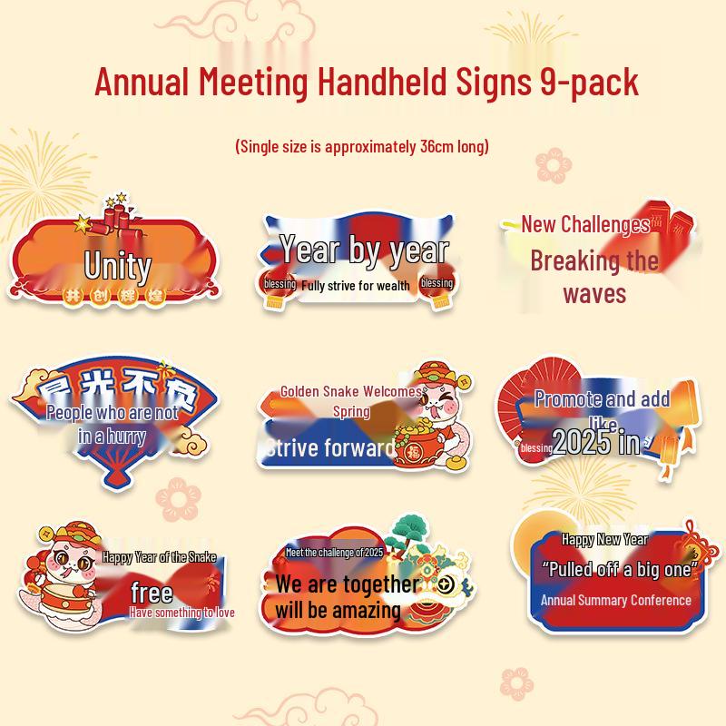 Xianci 2026 Year of the Horse New Year Photo Props: Handheld Sign for Company Events & Team Building