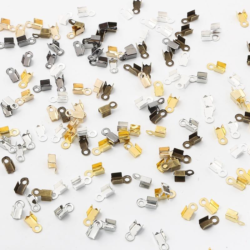 200pcs/lot Stainless Steel Round Cord Crimp Bead Never Fade Gold Steel End Cap Fastener Connector Fit DIY Leather Jewelry Making