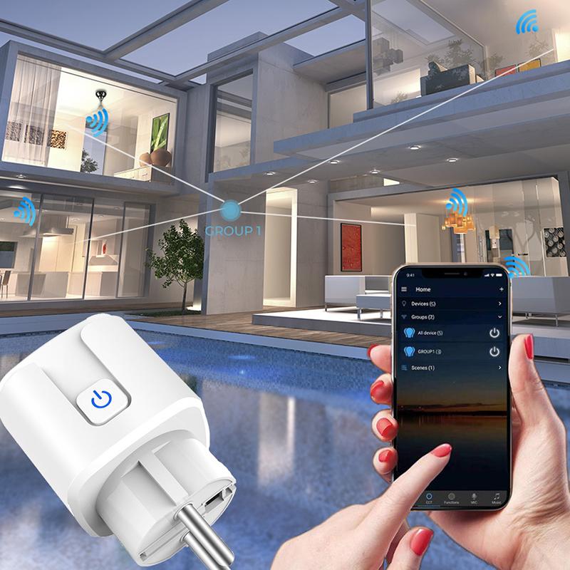 Умная розетка Corui Zigbee Eu Tuya 16a с монитором мощности, беспроводной пульт дистанционного управления, приложение для умного дома, используемое с Google Alexa