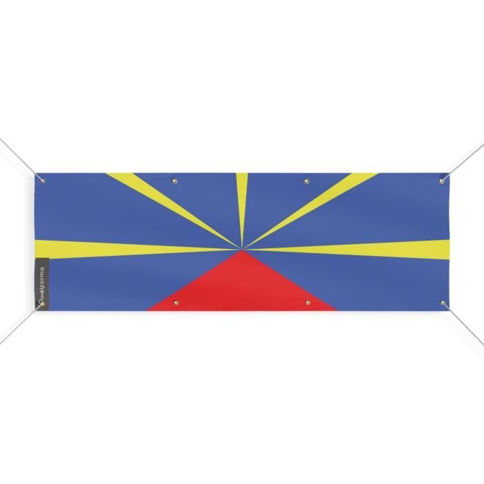 Bannière Drapeau De La Réunion 8 Oeillets 170x510 Cm