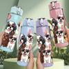 1PC Mixed Breed Dogs Family Heart Print 750ml Color Plastic Sports Water Bottle Leakproof Flip Straw Lid Suitable for Sports Office Home Use