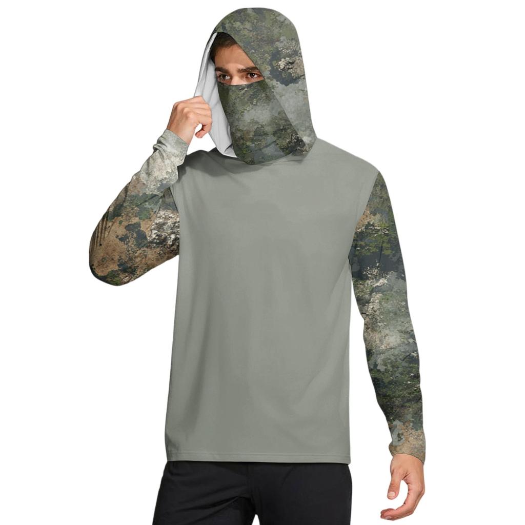 Мужская рубашка с маской Легкая с длинным рукавом Капюшон Для пеших прогулок Рыбалки Для выступлений