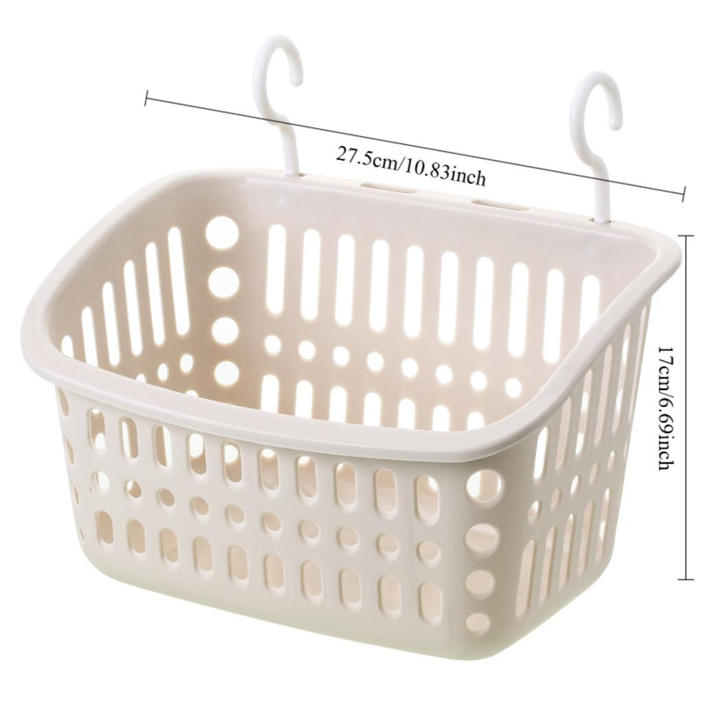 Plastic Hanging Baskets for Shower, Hanging Basket Organizer with Hooks, Rectangle Small Hanging Storage Basket