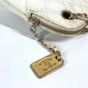 CHANEL vintage Matelasse Quilted Logo Double Chain Shoulder Bag Leather White