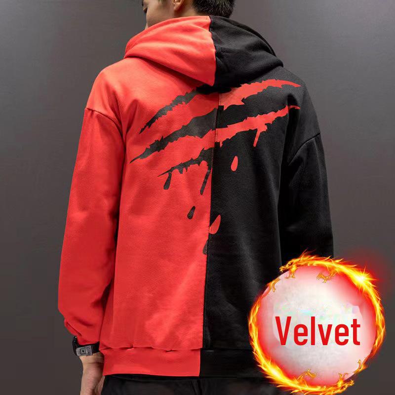 Мужская толстовка с капюшоном Claw Mark Black & White — модный хип-хоп-стиль для пар