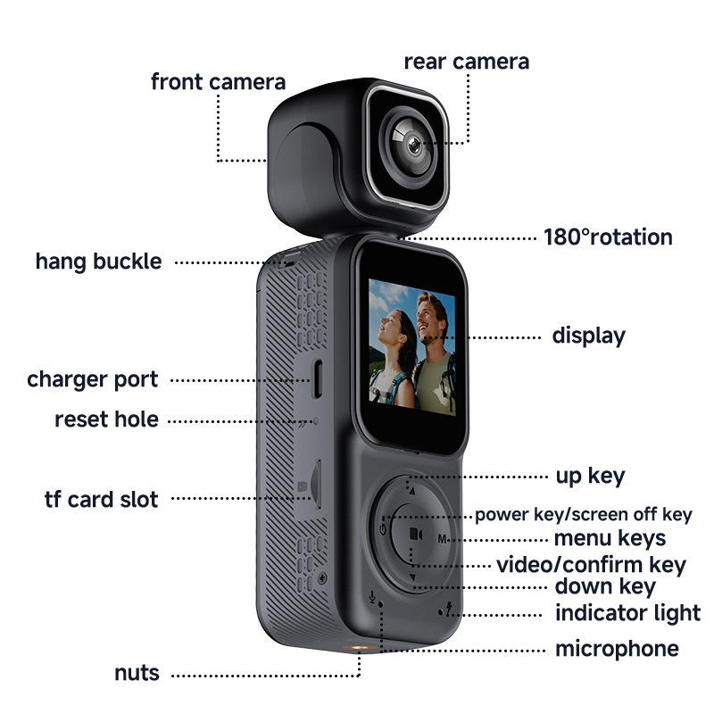 Мини Влог 4K Карманная Камера Wifi Наружная DV 180° Поворотная UHD Анти-Шейк Bodycam Спортивная Экшн Портативный Записывающий Устройство Безопасности