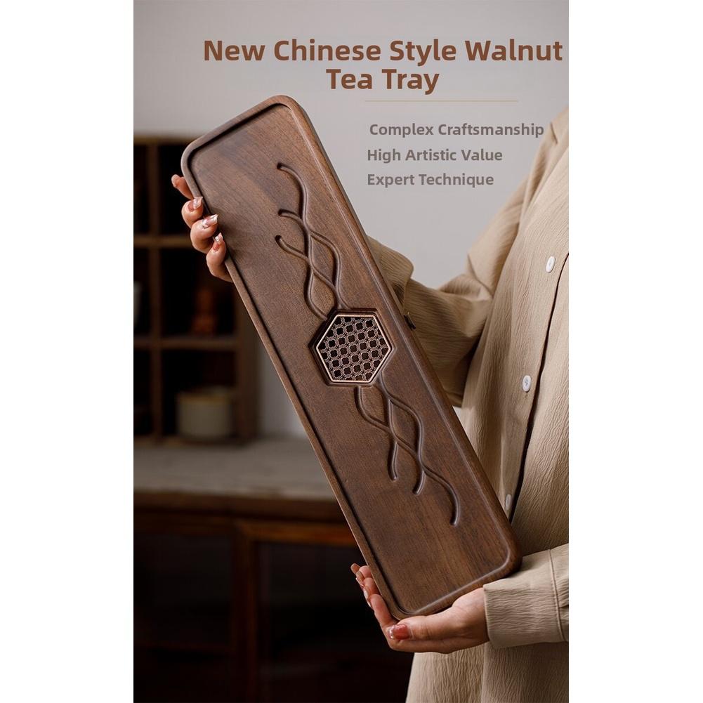 1PC Tea Tray Walnut Wood Tea Tray Dry Tea-Table With Drainage Office Home Use Chinese Style Teaware Accessories Rack