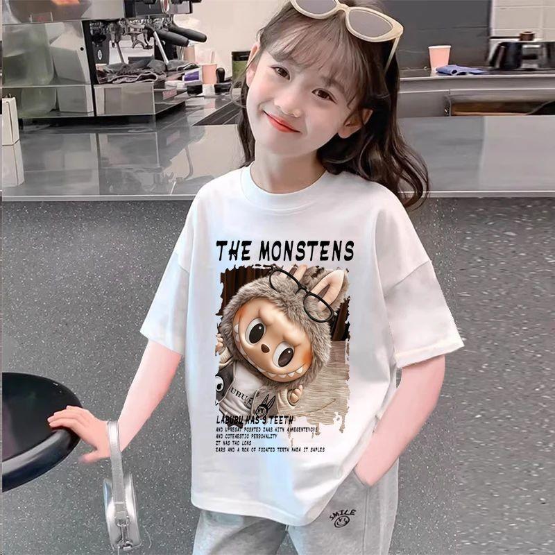 Летняя мультяшная футболка labubut, футболка с коротким рукавом для девочек