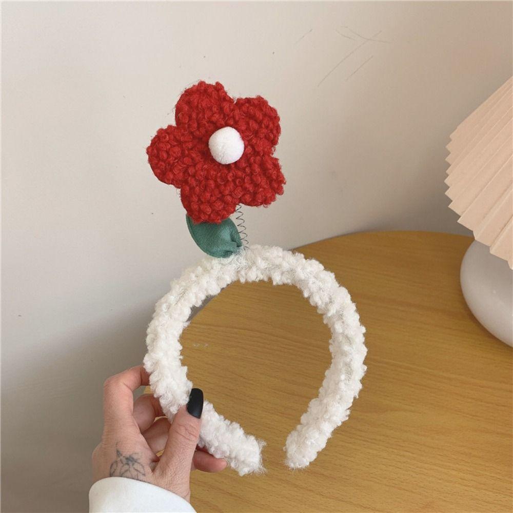 Осенне-зимний обруч для головы, нескользящие аксессуары для волос, высокое качество, милый плюшевый ободок с цветком