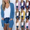 Lightweight Long Sleeve Women Cardigan Solid Color Top Long Jacket