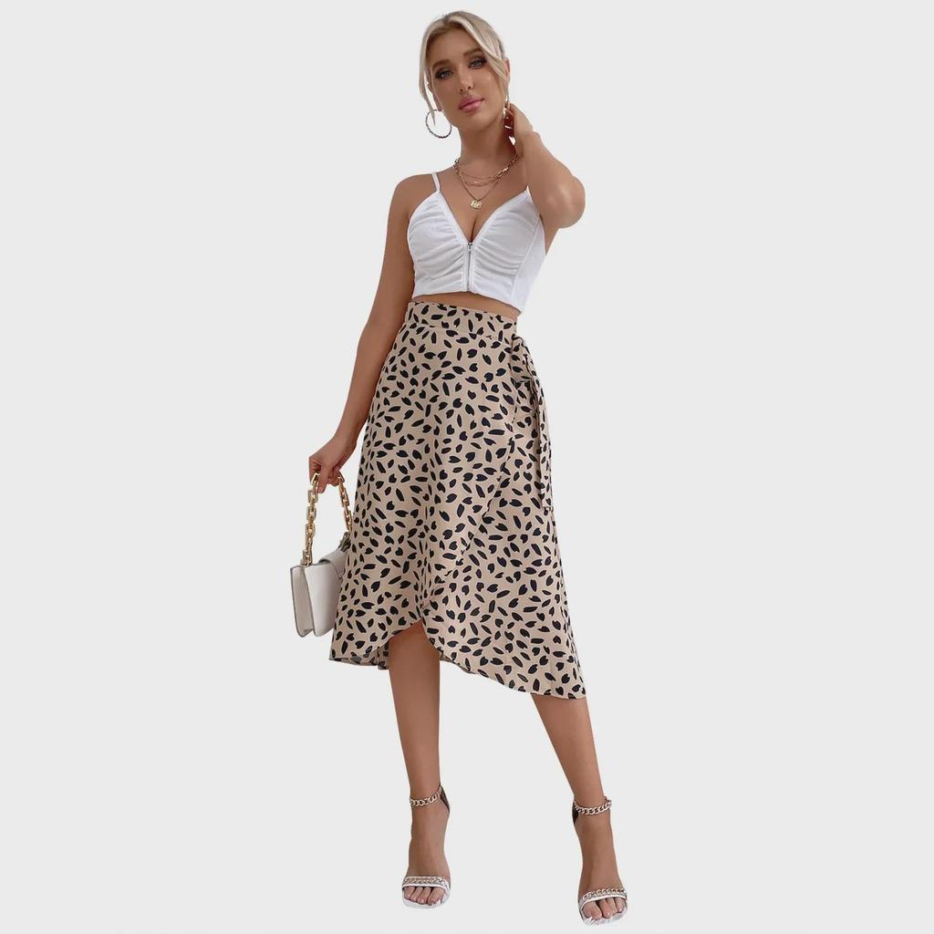 Women's European and American INS Casual Polka Dot Slit Skirt - Versatile and Trendy