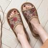 Retro Floral Open-Toe Linen Slippers for All Seasons