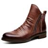Side Zipper Motorcycle Short Side Brown Casual Easy To Plus Sizes Street Side Faux Solid Outdoors Brown Men's Boots, Boots, Zipper, Laceless,