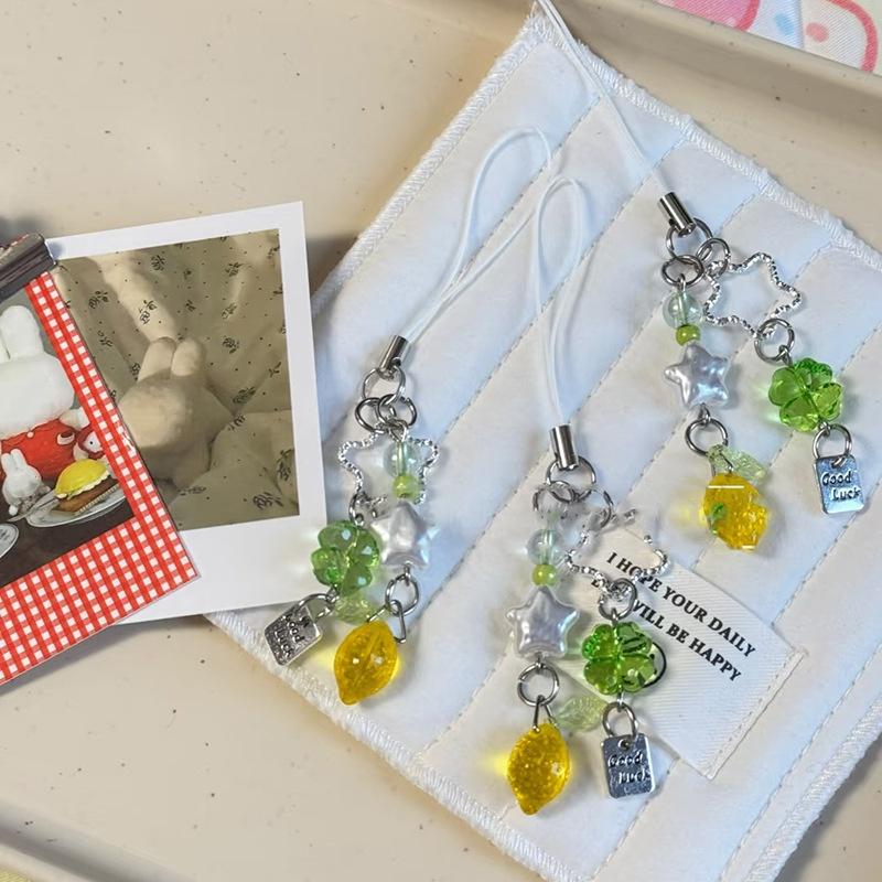 Sweet Christmas Tree Drift Bottle Four-Leaf Clover Pendant Phone Strap Keychain Exquisite Backpack Decoration Accessories Gifts