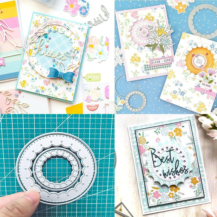 Гирлянда Круглая рамка Металлические вырубные штампы Трафарет для DIY Скрапбукинга Фотоальбом Тиснение Бумажные карточки Поделки Вырубки