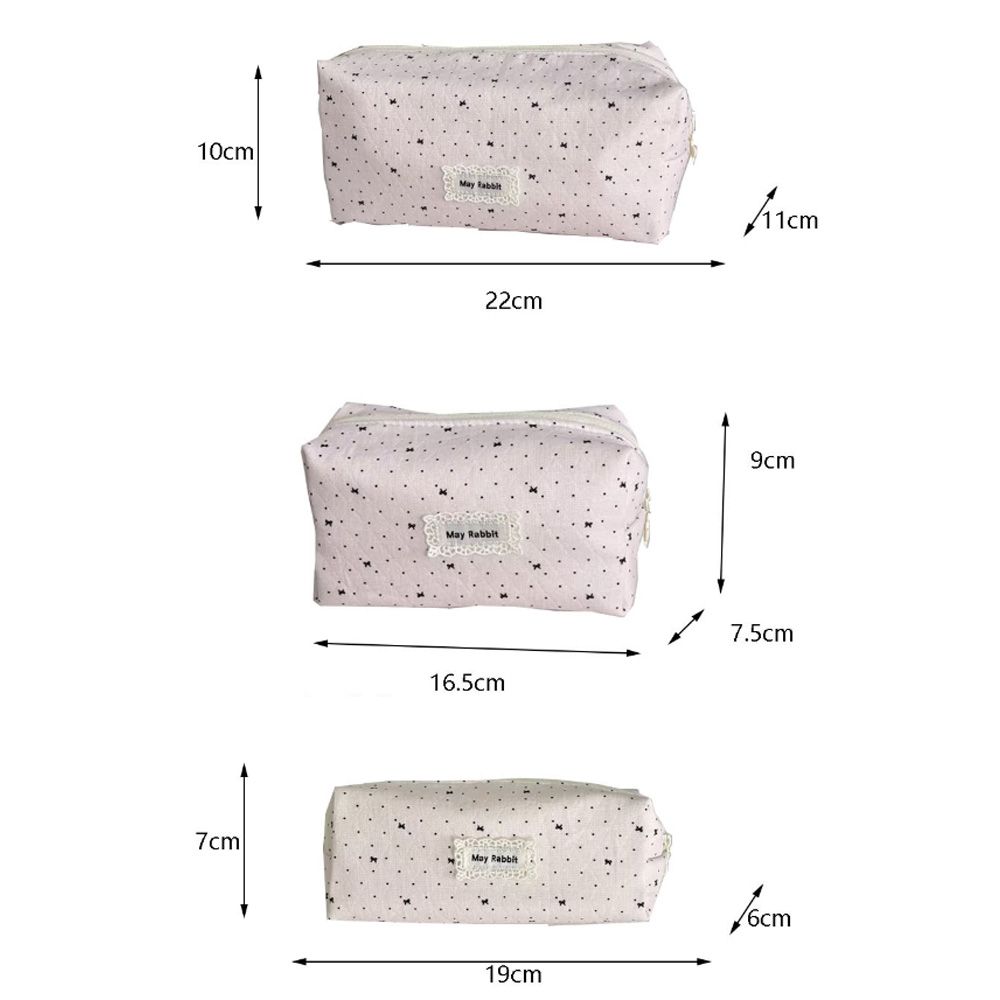 Polka Dot Pencil Case Canvas Storage Bag Cute Pen Pouch Student
