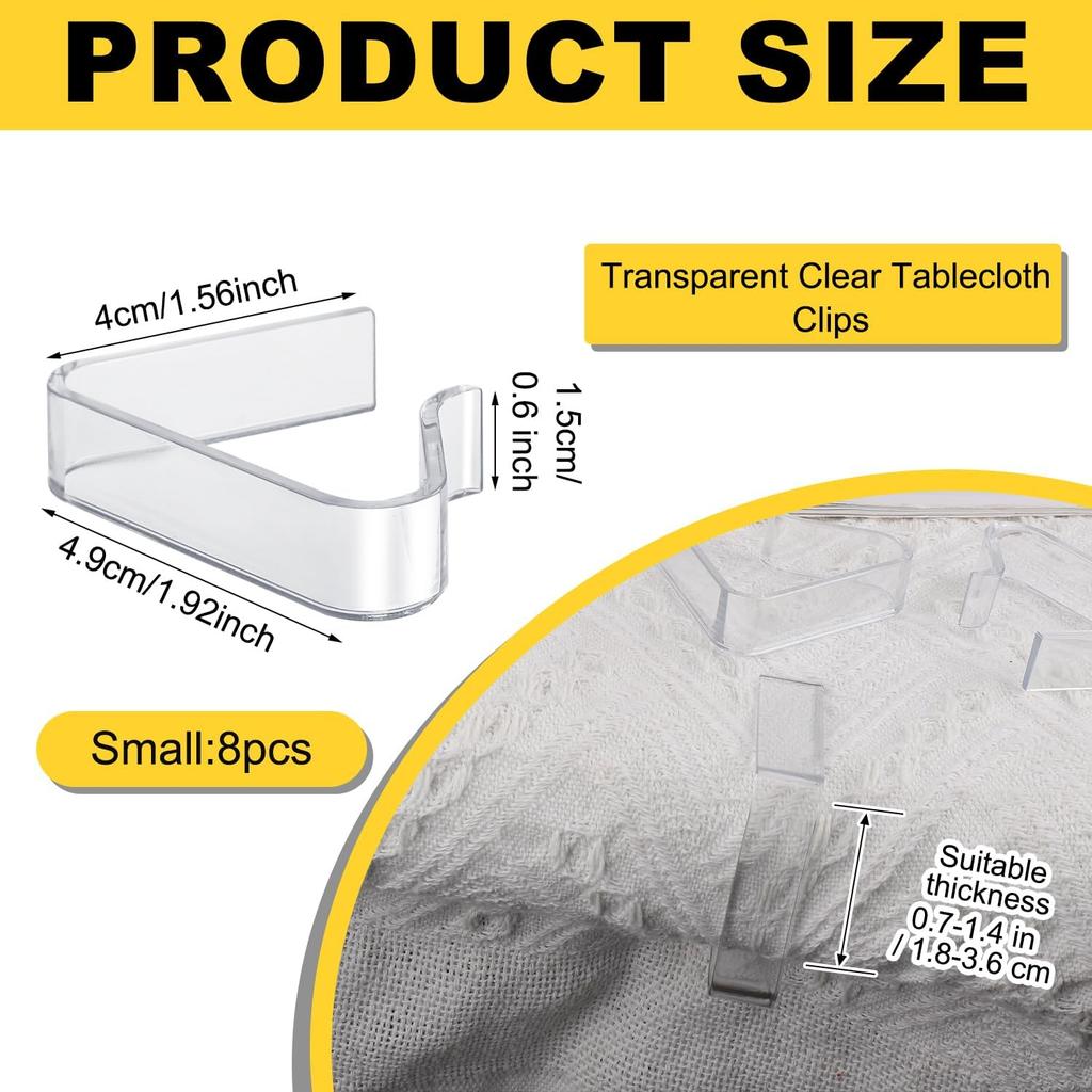 LUTER 8 шт. Пластиковые зажимы для скатерти, Прозрачные, Толщина 0,7-1,4 дюйма, Материал ABS, Зажимы для покрытия стола для дома, вечеринки, пикника, свадьбы, фуршета,