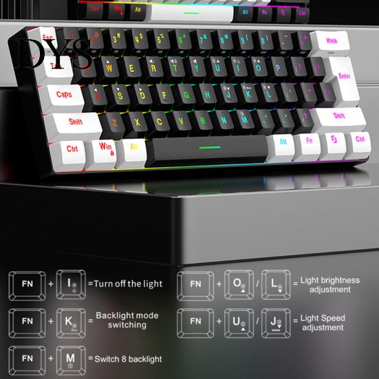 PC Клавиатура Проводная Механическая Игровая RGB Подсветка Дизайн 61 Клавиша Компактная Легкая Компьютерная Офисная