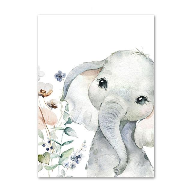 Personalized Poster Baby Name Custom Canvas Painting Print Lion Elephant Raccoon Rabbit Wall Art Decoration Kids Bedroom Picture