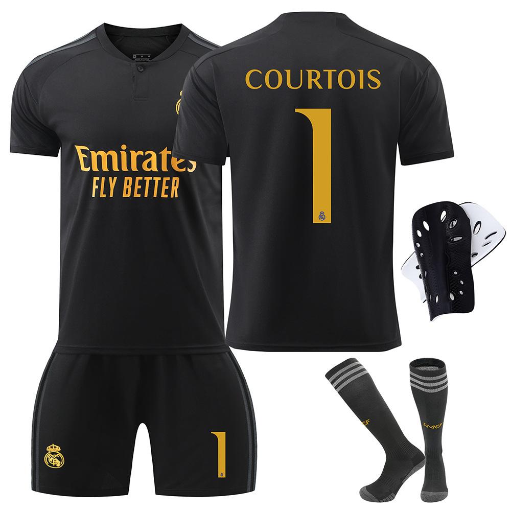 Второй гостевой костюм Реал Мадрид Черный Винисиус Куртуа Беллингем Футбольный костюм