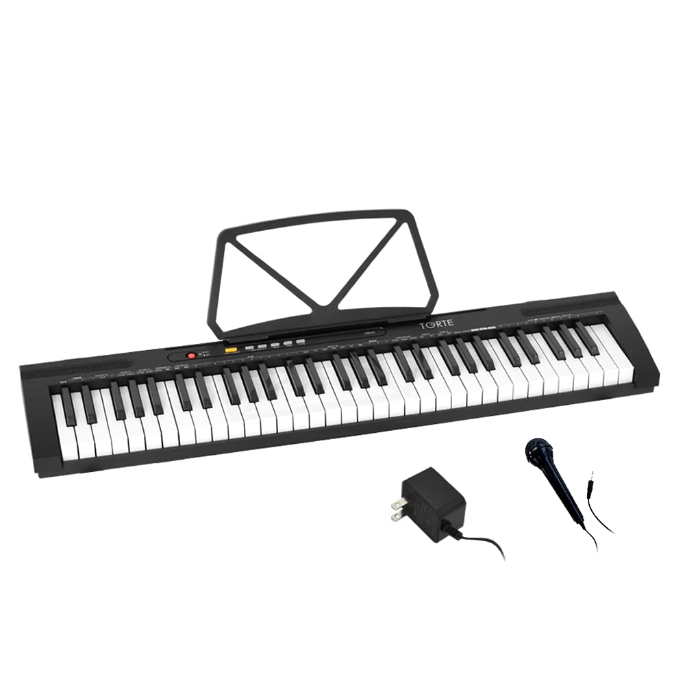 TORTE Electronic Keyboard 61 Keys Japanese Notation 300 Voices Lightweight Slim Design For Beginners Black TSDK-61/BK (Music Stand/Power