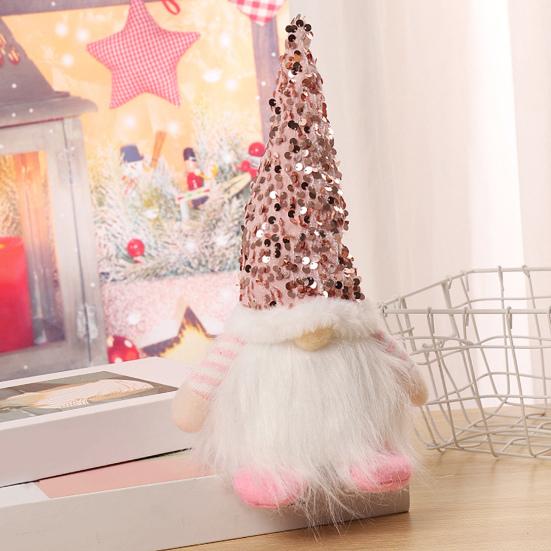 LED Light Up Christmas Gnomes Soft Plush Warm Lighted Dwarf Doll Ornaments with Glitter Sequins Hat for Home Table Decor