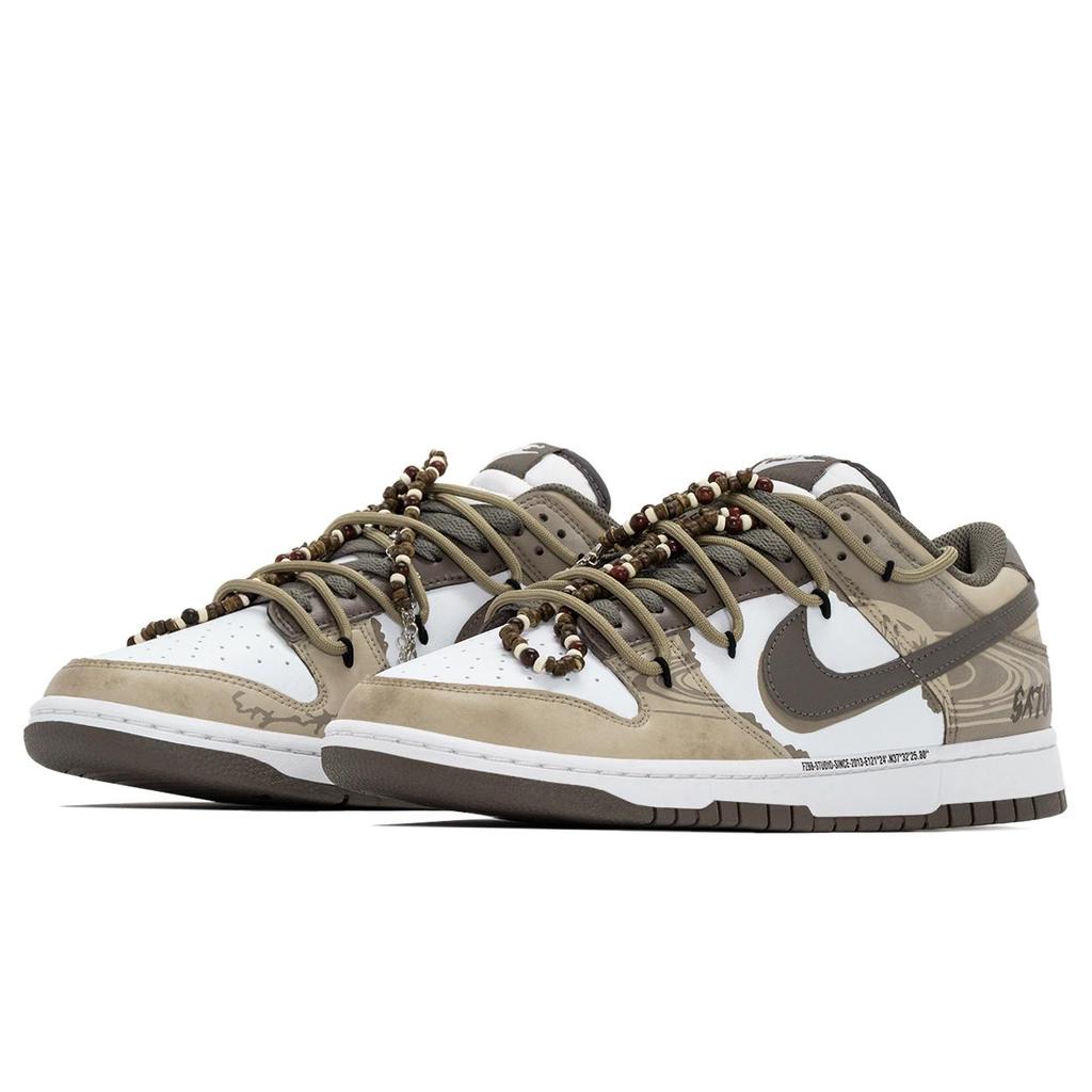 Nike Dunk Загадка Дикой Износостойкие Износостойкие Низкие Кеды для Скейтборда Мужские Бежево-Коричневые HF5441-111(КомандаА-)