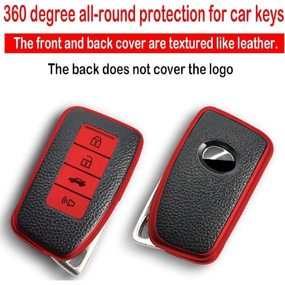 Texture Key Fob Cover with Keychain Compatible with Lexus,Soft TPU Key case/Skin,4-Buttons Fit ES Is GS NX RX RC GX LX 570 200 250 300 350 H F Sport