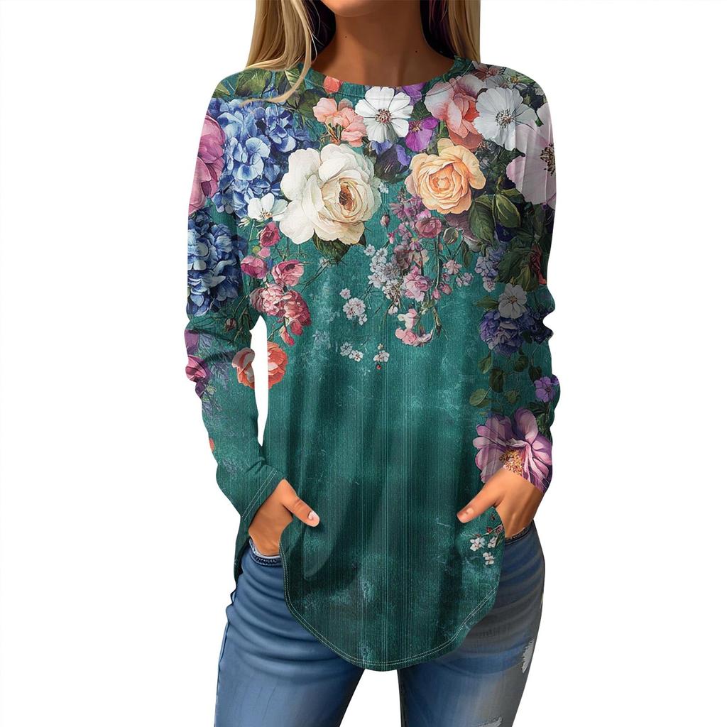 Футболки для женщин, осенние повседневные рубашки с длинным рукавом, толстовка, винтажный топ с графическим принтом, пуловер