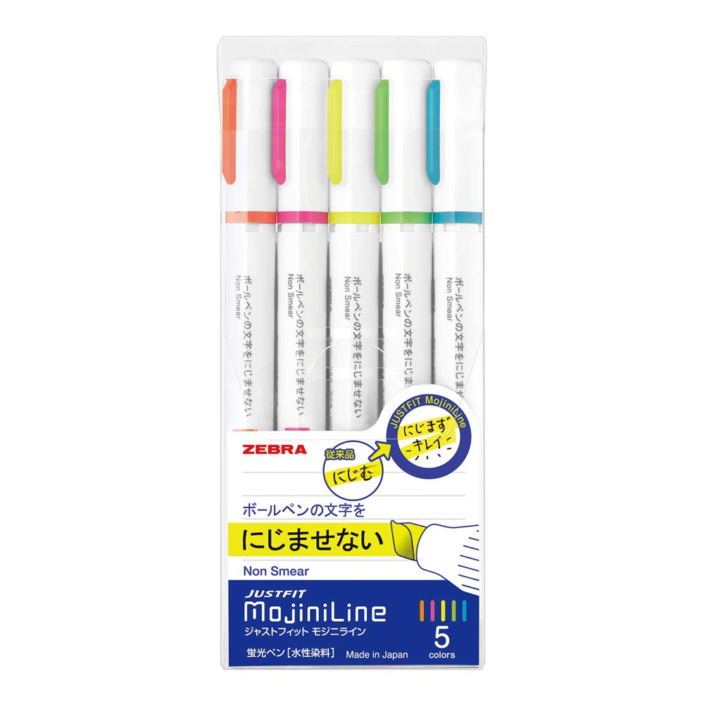 Маркер Zebra JustFit Mojiline 5 x x мм г Ручка, Цвета, WKS22-5C. Размеры 11.6 11.6 135.1 / 53.5