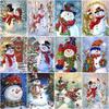 Full Round Diamond Embroidery Cross Stitch Snowman Diamond Painting Winter Landscape Mosaic Rhinestone Kit Gift