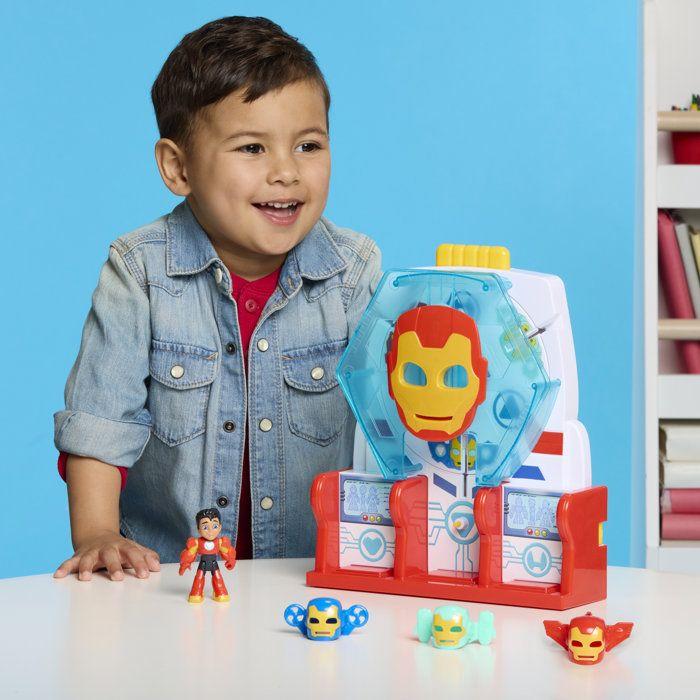 Salle des armures d'Iron Man, figurine de 7,5 cm et accessoires, jouets de super-héros, Iron Man et ses Amis Extraordinaires, dès 3
