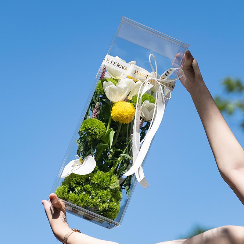 Custom Portable Transparent Acrylic Flower Gift Box