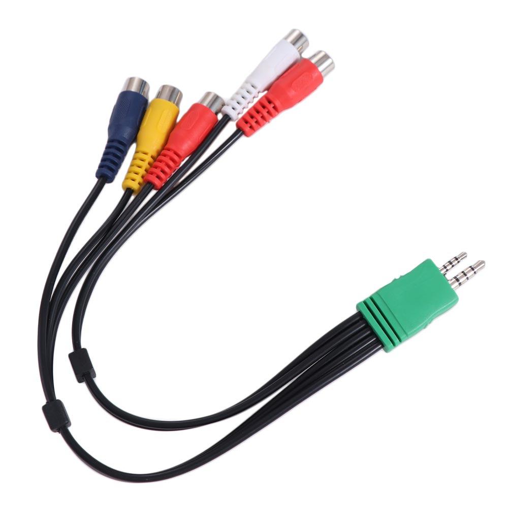 Линия компонентного видеосигнала 3,5 мм + 2,5 мм к переходному кабелю 5RCA для ЖК-дисплея/ТВ/DVD/игровой консоли