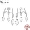 BAMOER 925 Sterling Silver Multi-layer Fringe Earrings Waterdrop Zircon Drop Earrings Shiny Fine Jewelry for Women Gift