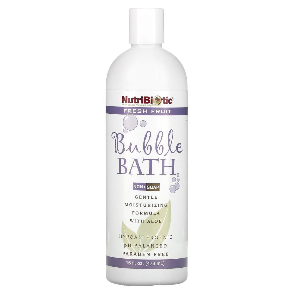 NutriBiotic Bubble Bath, Soap-Free, Fresh Fruit Flavor, 16 Fl Oz (473 Ml)