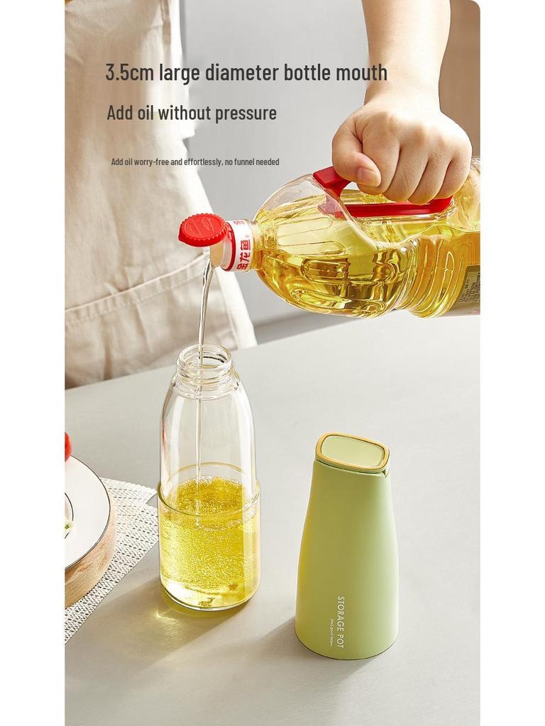 Автоматический герметичный стеклянный масляный горшок для кухни - Открывающийся/закрывающийся носик с ненавесным дизайном, подходит для масла, уксуса, соевого соуса и приправ.
