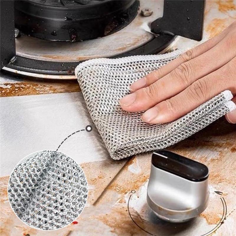 Kitchen Cleaning Cloth Rust Removal Magic Cleaning Cloth Metal Steel Wire Cleaning Rag Multipurpose Dish Wash