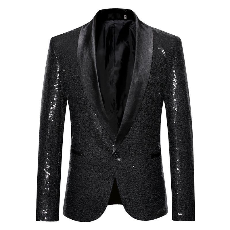 European and American Gold Sequin Suit for Performances - Men's Nightclub, Host, or Studio Jacket (European Size ZT-X35)