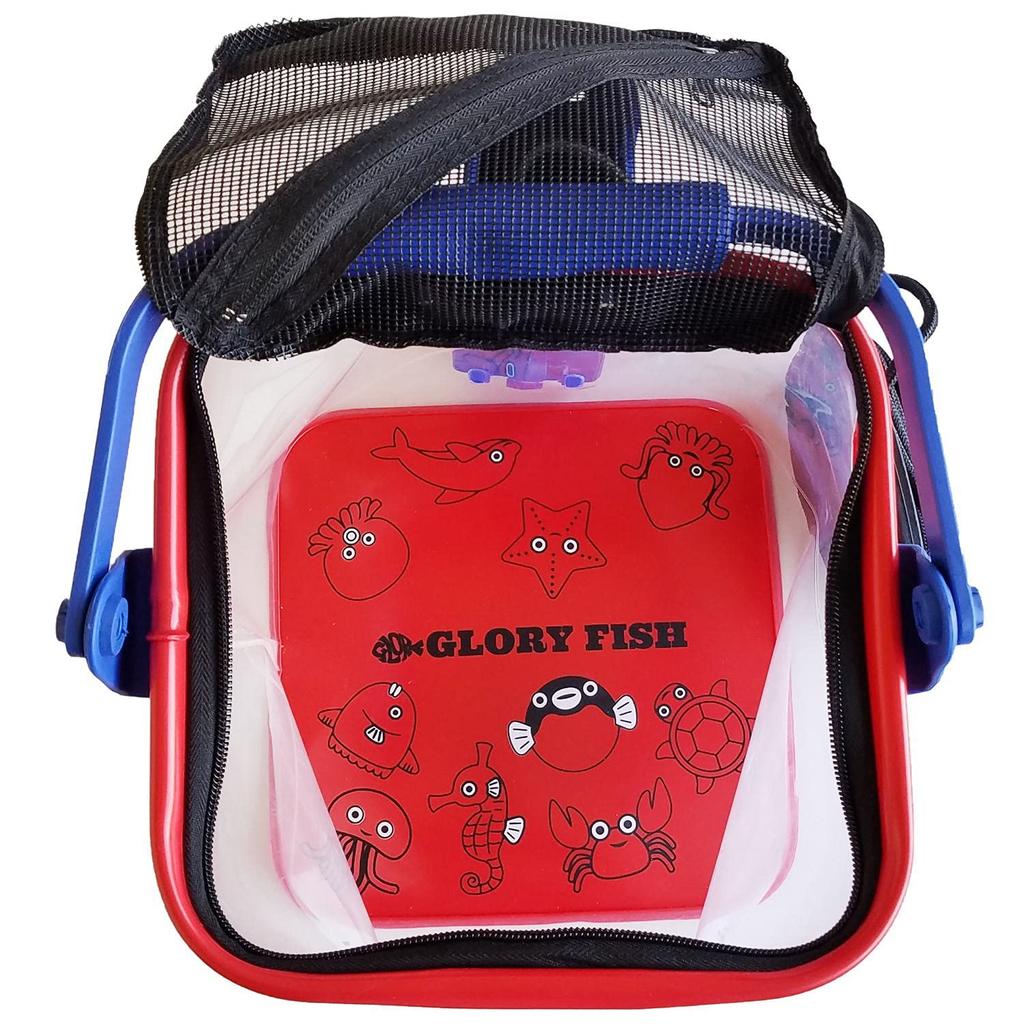 Ведро для чистой воды Glory Fish BA-005 с держателем для удилища, 21 см, красный x синий