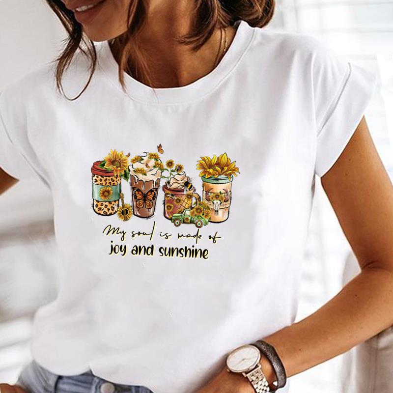 (Азиатский размер) Футболка с коротким рукавом, цветочный тренд, милый сладкий топ, модная футболка 90-х годов, женская одежда, повседневная женская футболка с принтом, женская футболка с графикой