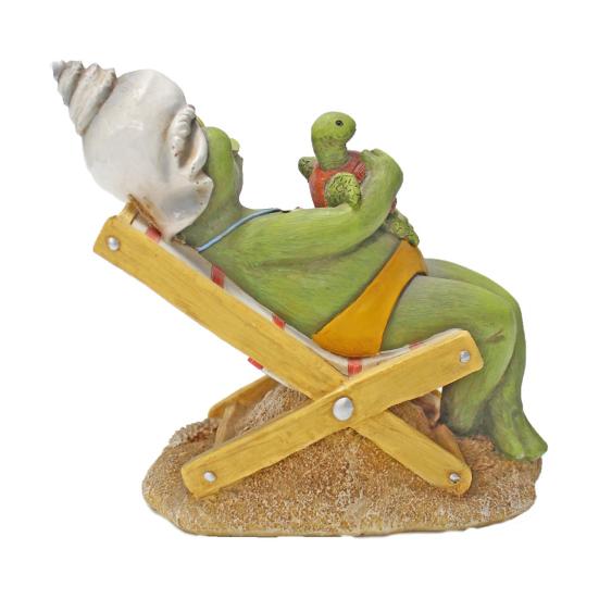 Пляжный шезлонг, фигурка тумана, смоляная лежащая мультяшная лягушка, скульптура, домашний офис, рабочий стол, внутреннее, внешнее, садовое украшение, орнамент