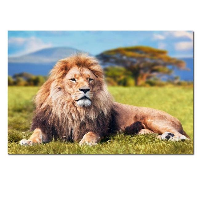 African Elephant Lion Indian Animal Landscape Canvas Painting Wall Art Picture Print and Poster Modern Home Decoration No Frame