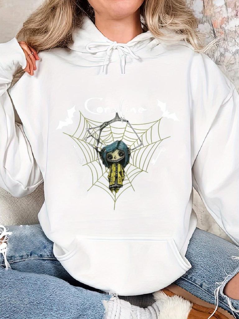 Фильм ужасов «Коралина» на Хэллоуин «Коралина» на Хэллоуин 2024 года, уютный классический принт, свитер с капюшоном, повседневная толстовка с длинным рукавом для детей унисекс