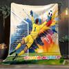 1PC Custom Name Soccer Goalkeeper Splash Art outdooor Flannel blankets Throw Blanket All-Season Throw Gift Bedspread for Couch, Bed, Camping Holiday B