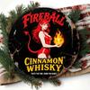 Винтажная металлическая жестяная табличка Постер Fireball Cinnamon Whisky 20x20 см Плоское алюминиевое настенное искусство Домашний бар Мужская берлога Декор паба